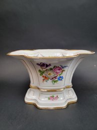 Antique Bowl Or Planter Hand Painted With Flowers And Gold Trim