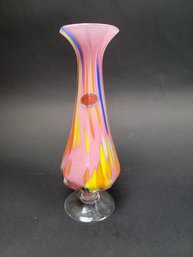 Murano Glass Vase Italy - 9.5 Inches - Footed