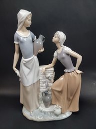 Large Nao Lladro Sculpture - Girls Gossiping At The Well 15.5 Inches Tall