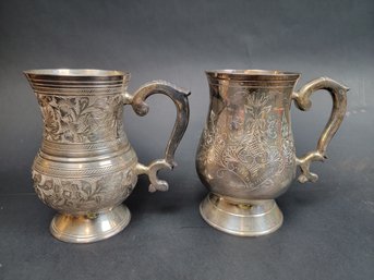 Heavy Silver Plated Mugs With Etching