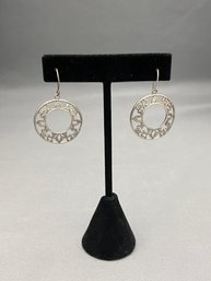 Vintage Sterling Silver Signed ATI Round Pierced Dandle Earrings