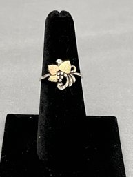 Black Hills Gold Ring - Yellow Gold, Rose Gold 12k Leaves With Sterling Silver Size 6