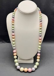 Beautiful Vintage Pastel Beaded Necklace With Silver Spacer Beads Candy Colors Spring Easter