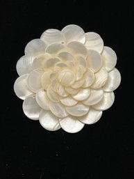 Lovely Vintage Mother Of Pearl Petals Flower Brooch Pin Signed Japan 2.50'