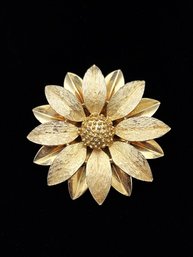 Vintage Sarah Coventry 1960's Gold Tone Flower Brooch 'satin Petals'