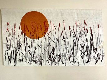 Maridadi West Hand Printed Silk Screen Textile Print Grasslands  1970s Vintage Mcm