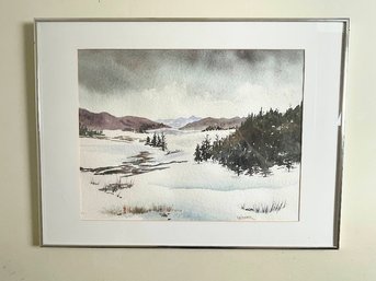 Moody Winter Water Color Signed Widner