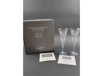 WATERFORD NEW MILLENNIUM TOASTING FLUTES Peace IN BOX 2000