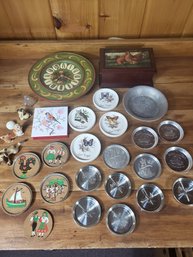 Box Lot With Clock Music Box And Coasters