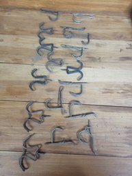 Lot Of Antique Metal Screw In Hooks