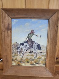 Cowboy Oil Painting 1953 M.m. Loechel Hanging Art