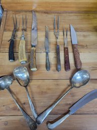 Silver Plate And Stag Handle Kitchenware Lot