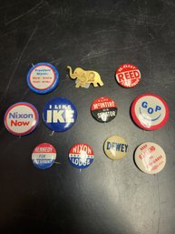 Political Pin Back Buttons Nixon Kennedy