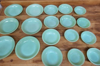 18 Fire King Jadeite Bowls 6 Each 7.5' 6' And 5'