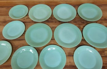 12 Fire King Jadeite Plates 6 Plates 7.75' And 6 Plates 9'