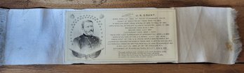 1885 ULYSSES S GRANT ENTOMBMENT ENGRAVED CELLULOID SHEET SOUVENIR RIBBON BADGE