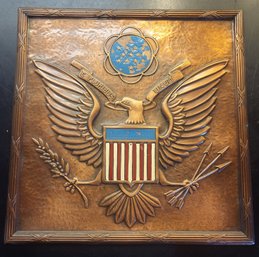 Antique Hammered Solid Copper Wall Hanging U.s.a. The Great Seal By A. Gilles