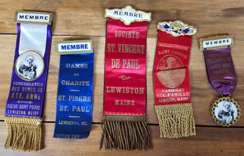 Lot Of Antique Religious Fraternal Pinback Ribbons