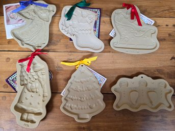 6 Vintage Brown Bag Christmas Art Molds Stoneware Cookie Molds By Hill Designs