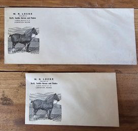 2 Envelopes From Late 1800's W.R. Locke Dealers In Draft, Saddle, Horses And Ponies Lewiston Maine