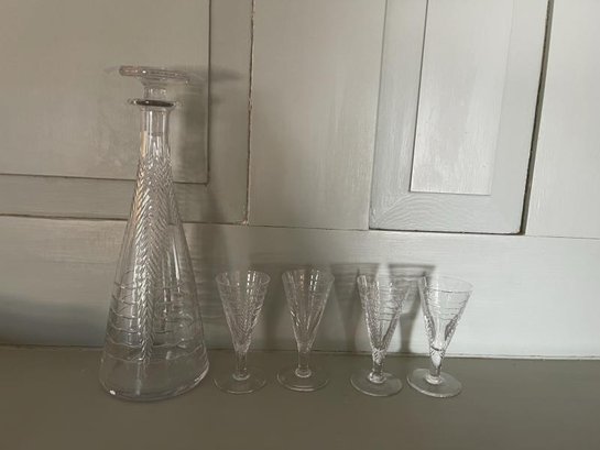 Lot Of (7) Cordial Glass & Decanter, Stamped Webb Corbett