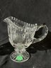 Cut Glass Creamer & Sugar, Sugar With Covered Lid, Etched Flowers, 8' Tall