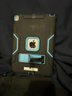 IPad 8th Generation, Software 14.2, M: A2428, 32GB, Screen Protector, Black/Blue Otter Box Case With Kick Stand; Cleaned To Original Factory Settings, Home Button, Battery Does Charge But No Charger Included