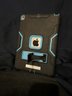 IPad 8th Generation, Software 14.2, M: A2428, 32GB,  Screen Protector, Black/Blue Otter Box Case With Kick Stand; Cleaned To Original Factory Settings, Home Button, Horizontal Line Of Dead Pixels 1/3 Of The Way Down, Battery Does Charge But No Charger In