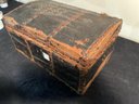 Early Document Box With Brass Stands  Missing Some Canvas,  Lined With 1808 Newspaper Inside, 15' Long X  10' Deep X 8' Tall