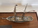 Ship Model In Glass Case With Wood Base 'Newsboy' 12' Long X 6.5' Deep X 8.5' Tall