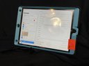 IPad 8th Generation, Software 14.2, M: A2428, 32GB,  Screen Protector, Black/Blue Otter Box Case With Kick Stand; Cleaned To Original Factory Settings, Home Button, Battery Does Charge But No Charger Included