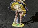 Porcelain Dancing Lady, Painted, Signed Italy On Base, 11.5' Tall, Hairline Crack In Skirt & Minor Chips