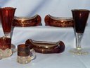 Lot Of 18 Souvenir Cranberry Glass Items Including Kingston Fair, 3' To 6' Tall