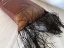 Leather Pillow With Fringe, Poor Condition