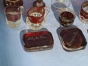 Lot Of 12 Souvenir Cranberry Glass Items, 3 Paper Weights With Scratcher