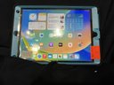 IPad 8th Generation, Software 14.2, M: A2428, 32GB, Screen Protector, Black/Blue Otter Box Case With Kick Stand; Cleaned To Original Factory Settings, Home Button, Battery Does Charge But No Charger Included