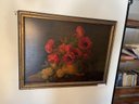 Print On Board Of Flowers, Framed, Signed Lower Right Max Streckenbach Eckernfurde, 33.5'x25'