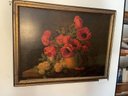 Print On Board Of Flowers, Framed, Signed Lower Right Max Streckenbach Eckernfurde, 33.5'x25'