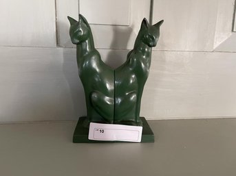 Pair Of Green Cat Book Ends