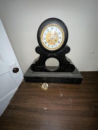 Marble Mantle Clock, No Back Door, Heat Activated Marble Mantle Clock, No Back Door, Heat Activated Pendulum, No Key, Not Working, Outside Escapement, Dirty W/ Mold, 19'Tx20.5'