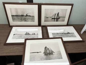 Lot Of (5) Nautical Black  Image 10.5'x17.5' With 4' Matted & Frame