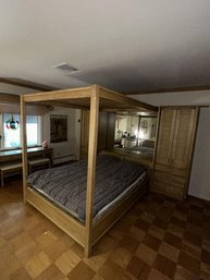Bedroom Set, Thomasville Country, Canopy Bed  With Side Cabinets, Chest, Double Mirrors,  Vanity With 3-Drawers, 2 Stools. Winning  Bidder Can Take Any Part Of The Set & Abandom  The Rest.  No Mattresses.