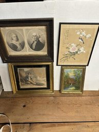 Lot Of 4 Misc. Pictures, Frames And Prints Damaged