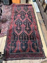Persian Scatter Rug, Worn, Missing Small Edge & Repaired, 108'x43'