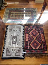 Lot Of (3) Scatter Rugs, Indian Style, 3'x22' & 3'x22' & 29'x45'
