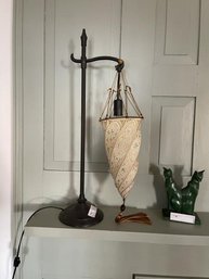 Table Lamp With Hanging Shade, 34' Tall (Total, From Top Of Lamp To Bottom Of Tassel)