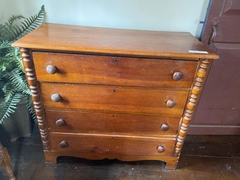 Pine Cottage Chest With Wood Pulls, Turned  Edges, 4 Drawers, 35' Tall X 38.5' Wide X 17'  Deep