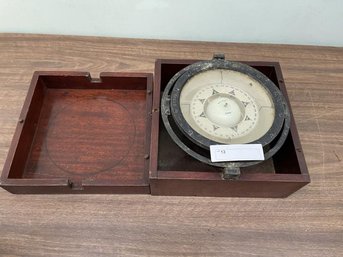 Ship Compass, Pitcher Boston, Mahogany Dove Tail Box, 8.5' Diameter