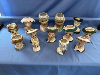 Lot Of 13 Head Vases, 3' To 6' Tall