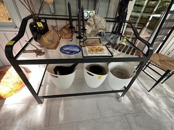 Rolling Cart, Glass & Metal, (Cart Only With  NO Contents)